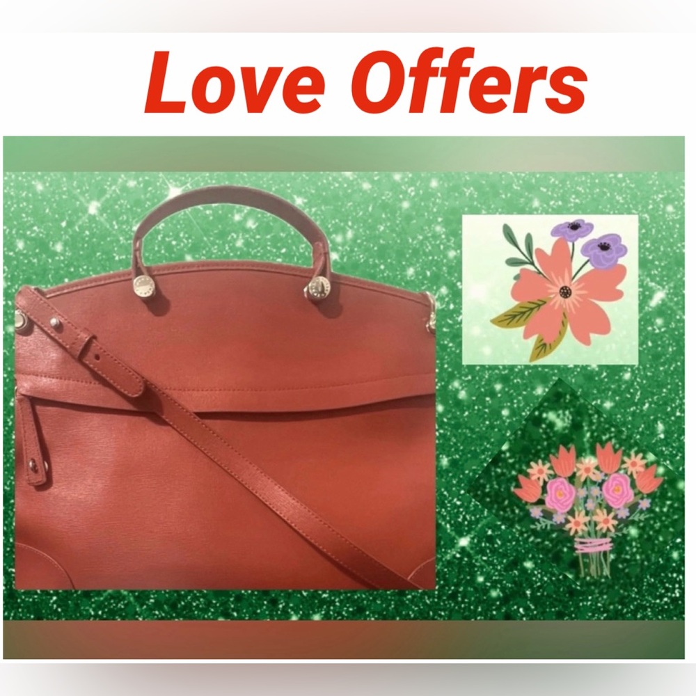 Furla Piper Dome NWOT Satchel Lg  Crossbody 2Way  W/ Lock Saffiano Leather Coral